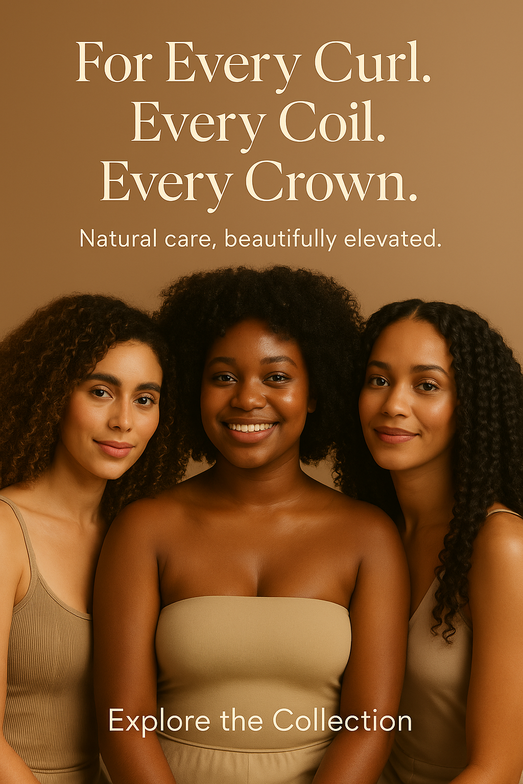 Women with defined type 4 curls using Lanin Curls and Coils Collection haircare products